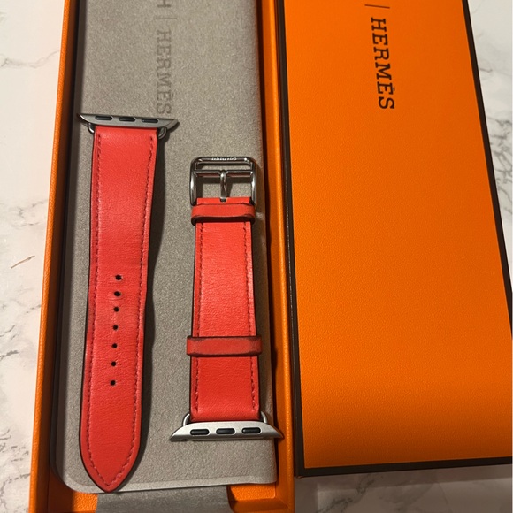 Hermes Apple Watch Band 41mm Rose Texas Swift Leather Single Tour